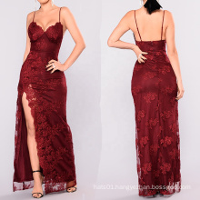 Long Sexy V-neck Lady Formal Evening Red Dress